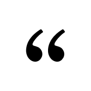 Quotation marks inside a white circle.